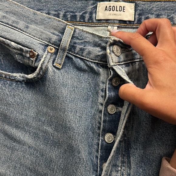 AGOLDE 90's Crop Mid Rise Loose Fit Jean - Blue Size 29 - Picture 3 of 4